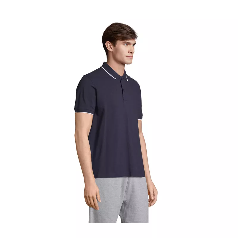 Koszulka polo unisex z prążkiem Sol's PALERMO - Francuski Granatowy/biały (S04769-FW)