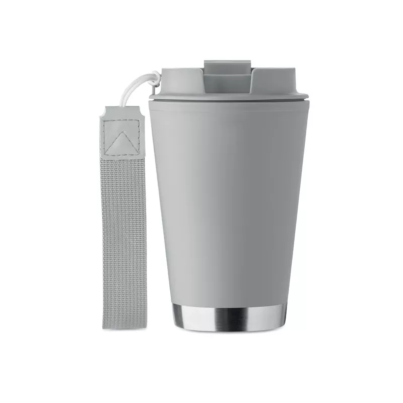 Kubek dwuścienny z PP z paskiem 300 ml TOPIZ - Szary (MO2596-07)