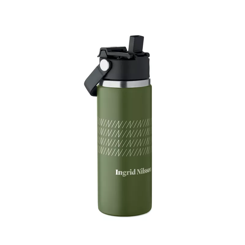 Butelka termiczna ze słomką 500 ml SUMA GRIP - Ciemnozielony (MO2775-60)