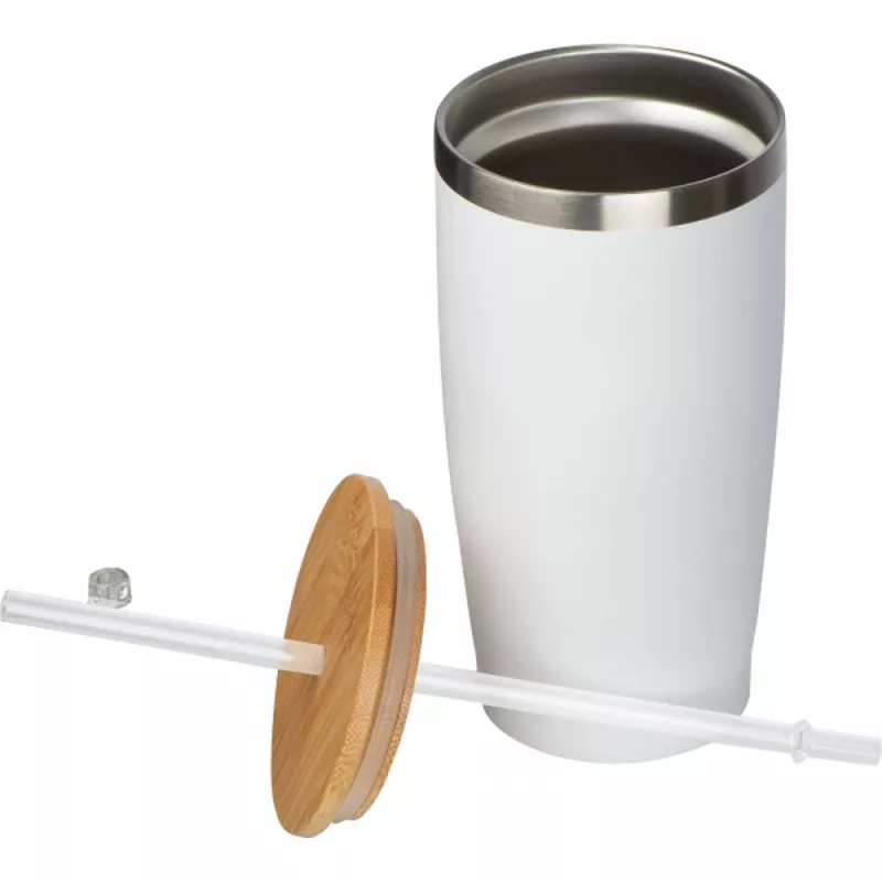 Kubek termiczny ze słomką 500 ml RODRIGO - biały (8396706)