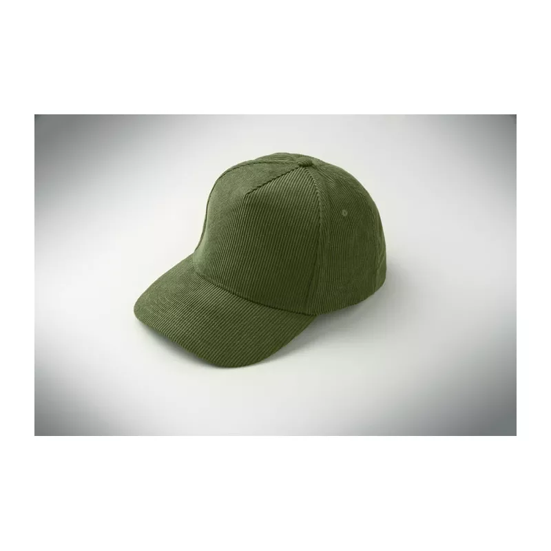 Czapka z daszkiem 5-panelowa sztruksowa 220 g/m² WALE - Zieleń Wojskowa (MO2879-49)