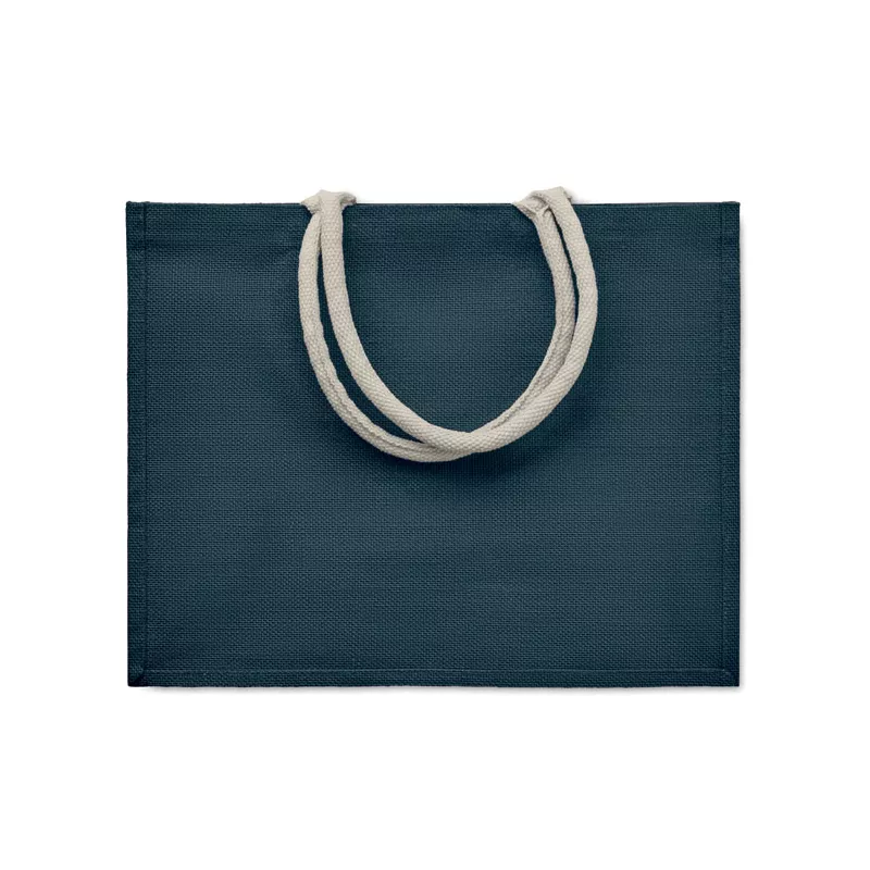 Torba jutowa laminowana z bawełnianymi uchwytami AURA - Niebieski (MO6443-04)