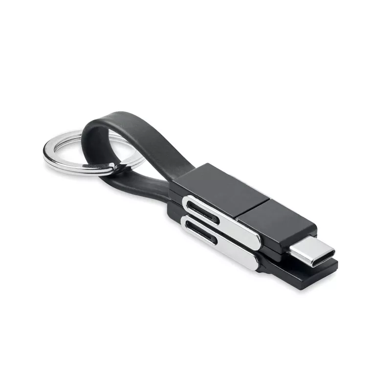 Brelok z kablem do ładowania 4 w 1 KEY C - Czarny (MO6820-03)