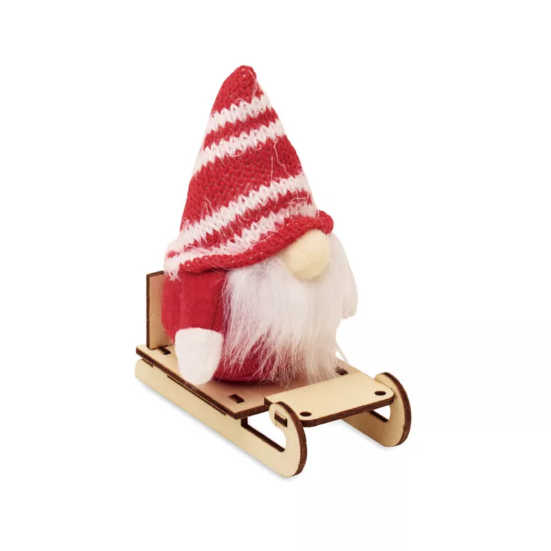 Skrzat świąteczny na drewnianych saniach FROSTY SLEIGH - Czerwony (CX1588-05)