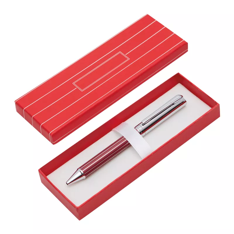 Metal długopis - czerwony, srebrny (58-1100621)