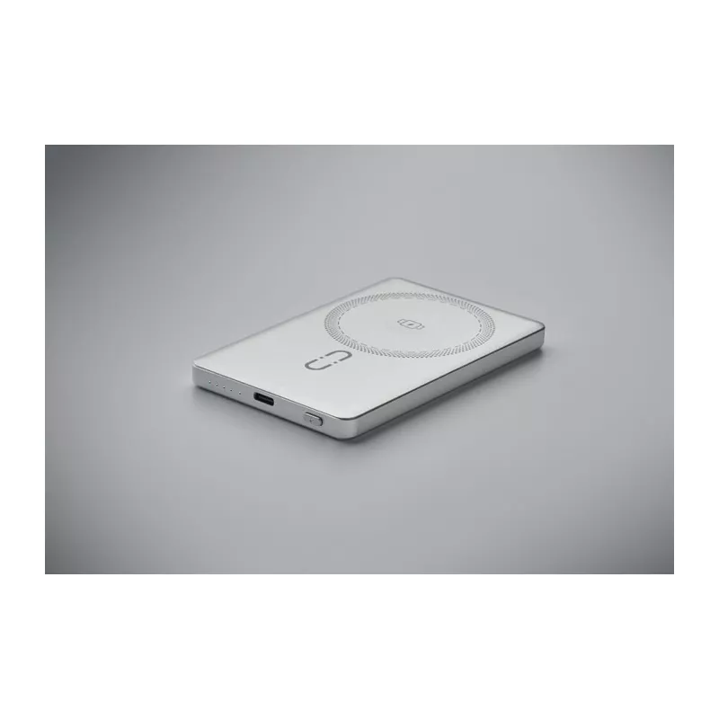 Powerbank magnetyczny 5000 mAh z aluminium CORE - Srebrny Mat (MO3179-16)