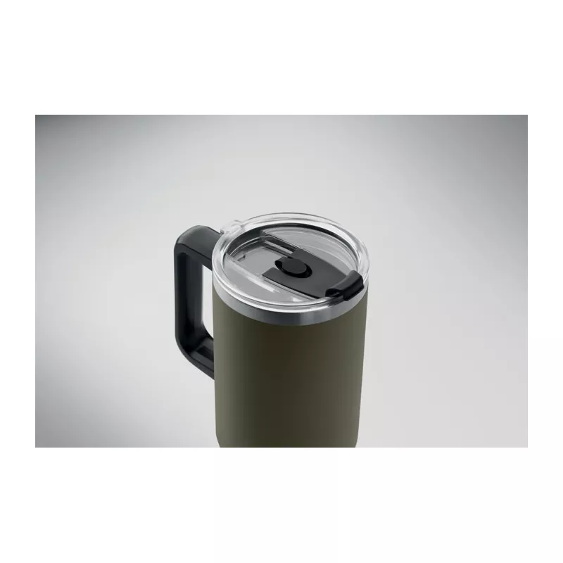 Kubek termiczny stalowy ze słomką 1200 ml SUMA - Ciemnozielony (MO2327-60)