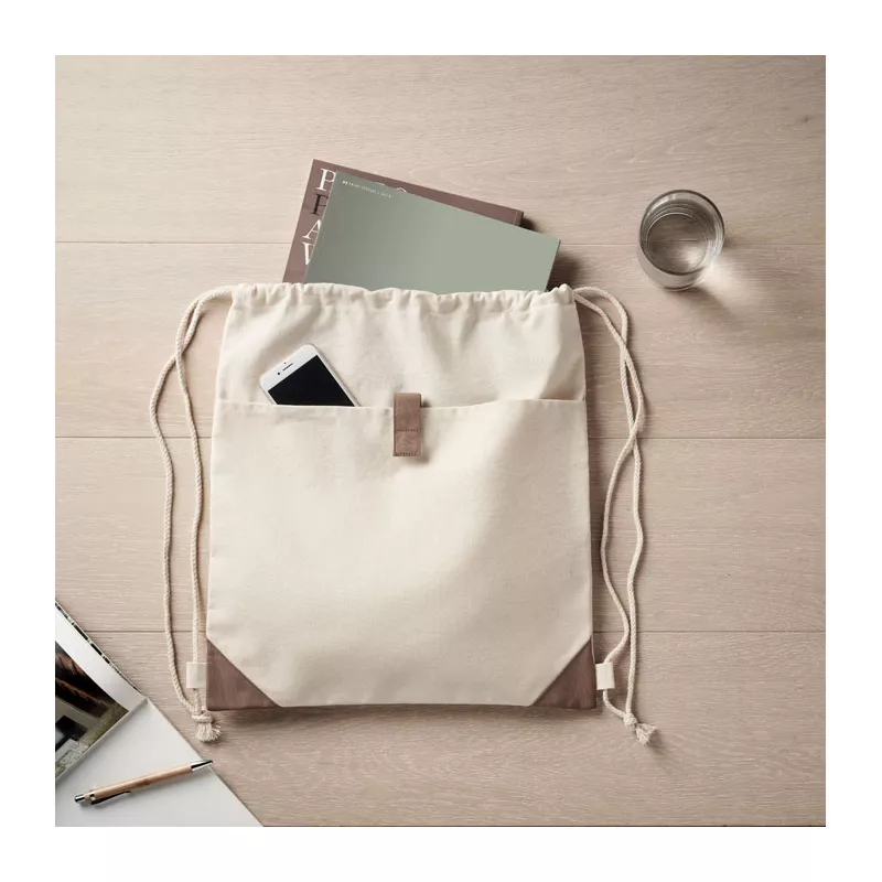 Worek z bawełny z recyklingu 220 g/m² PANDA BAG - Bezowy (MO6550-13)