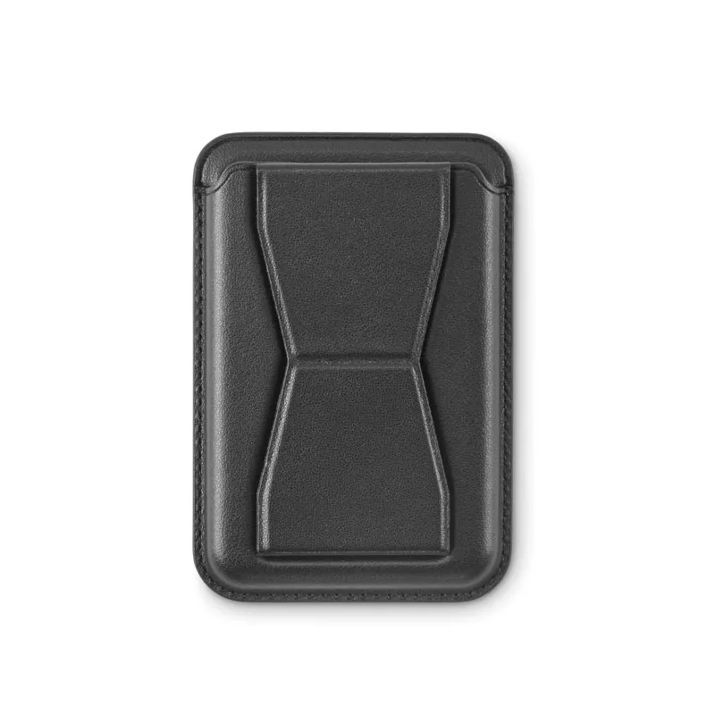 Etui na telefon magnetyczne z podstawką z PU LEAMAG - Czarny (MO2654-03)
