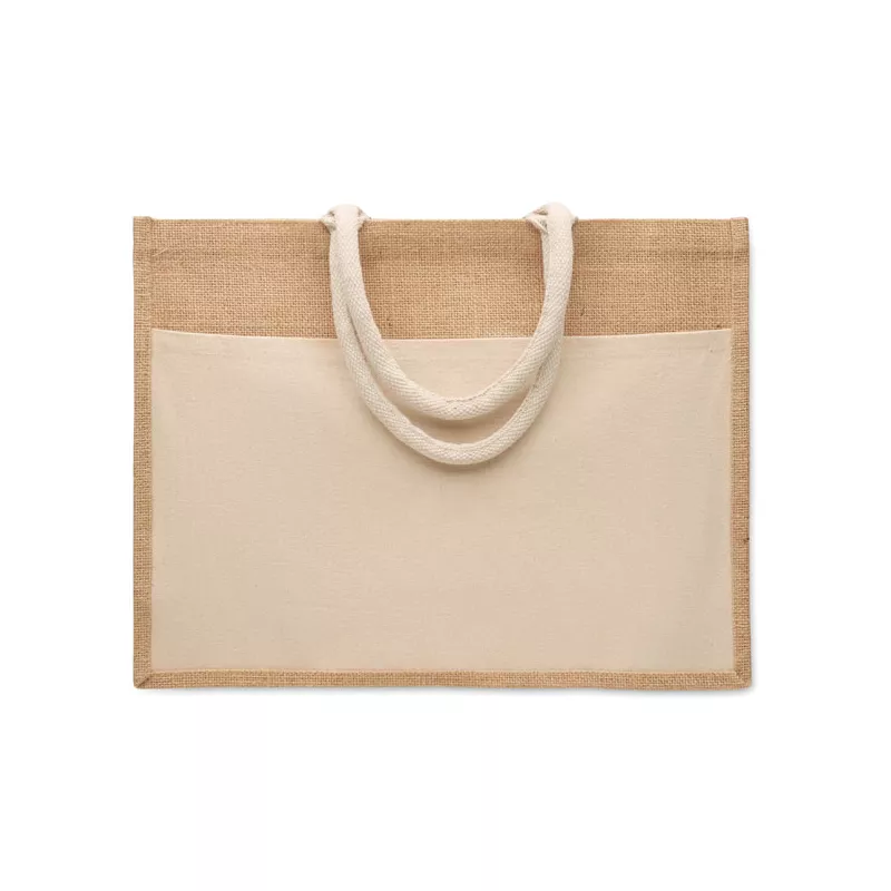 Torba z juty i płótna z kieszenią 280 g/m² BAGA - Bezowy (MO2858-13)