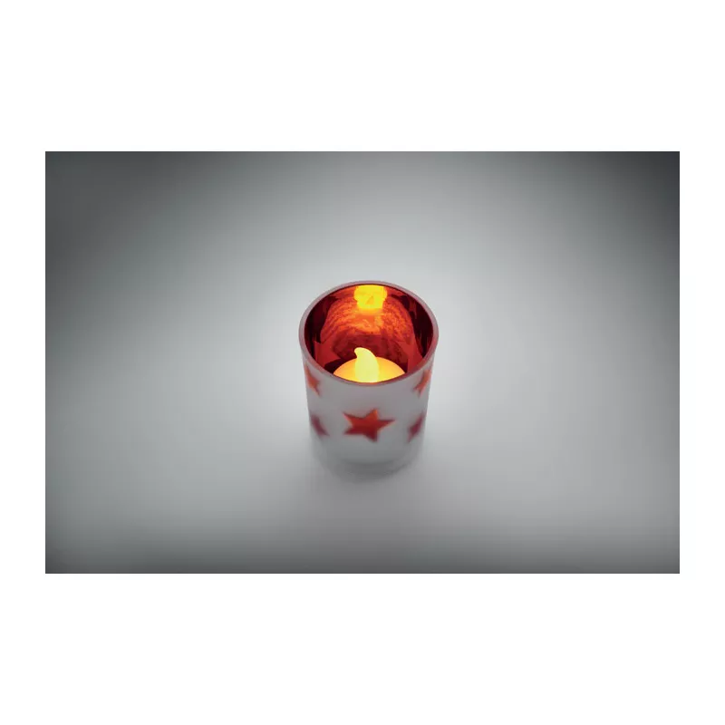Świeczka LED tealight w szklanym słoiku LANDLE - Czerwony (CX1572-05)