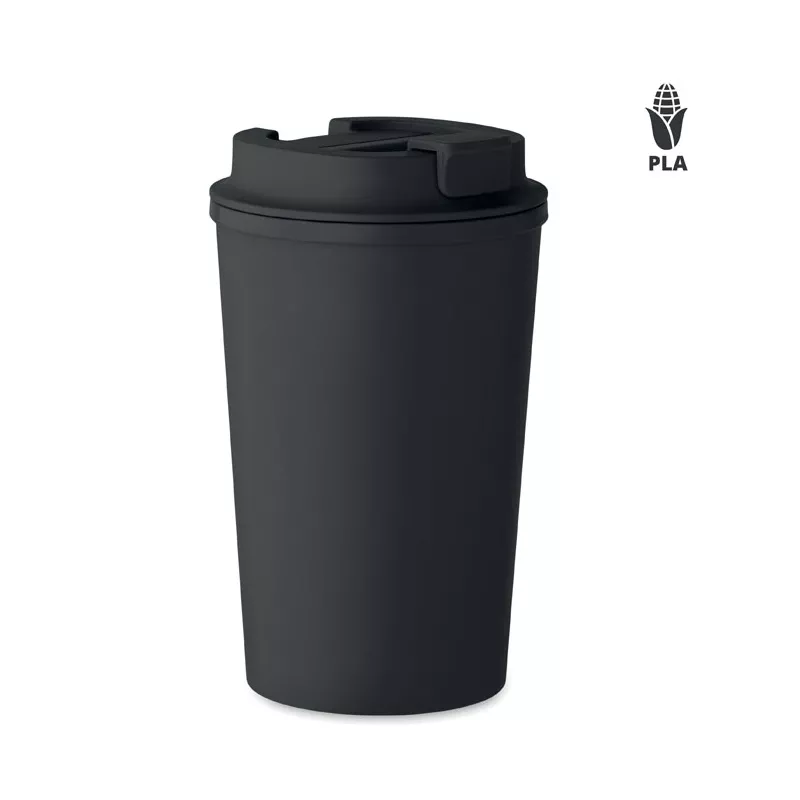 Kubek dwuścienny z PLA 350 ml BEIBAKU - Czarny (MO2310-03)