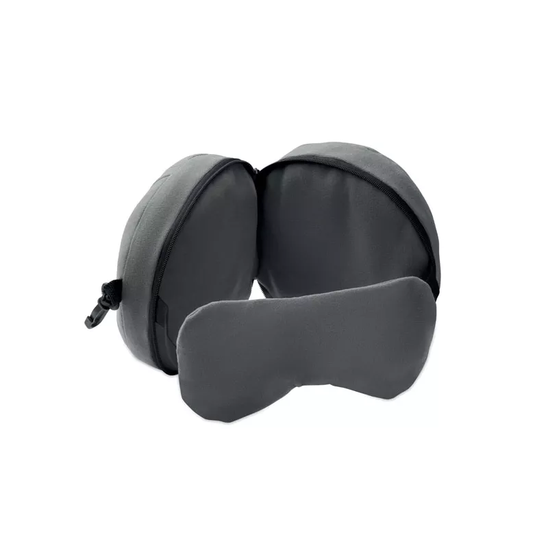Poduszka podróżna 2 w 1 z maską na oczy SOFT NUIT - Kamienny Szary (MO2907-15)