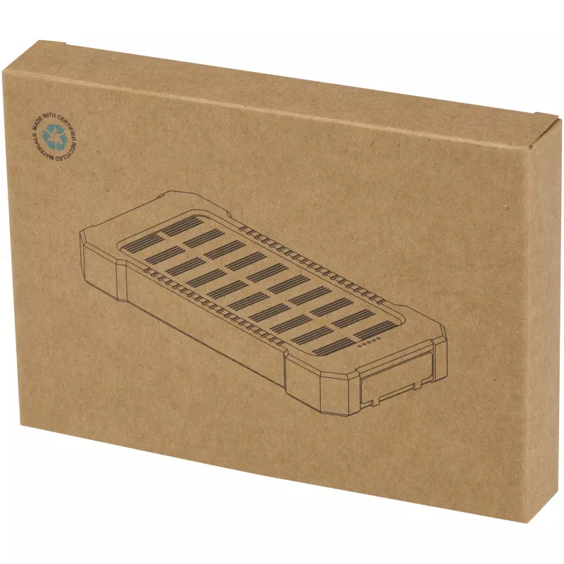 Altair wytrzymały powerbank o pojemności 5000 mAh i mocy 10 W, wykonany z tworzyw sztucznych pochodzących z recyklingu, z wbudowaną latarką - Czarny (12447190)