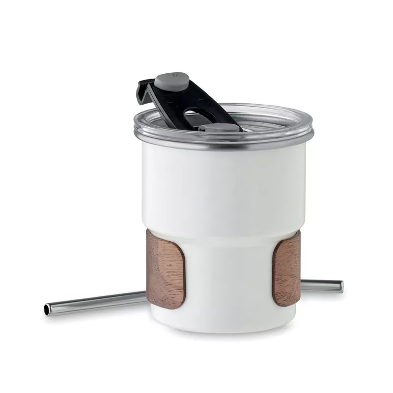 Kubek stalowy ze słomką 260 ml MATE - Bialy (MO2423-06)