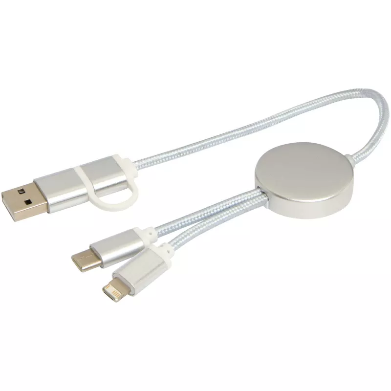 Alasia kabel do synchronizacji danych i szybkiego ładowania 5 w 1 27 W o długości 30 cm z tworzyw sztucznych i aluminium pochodzących z recyklingu - Srebrny (12442481)