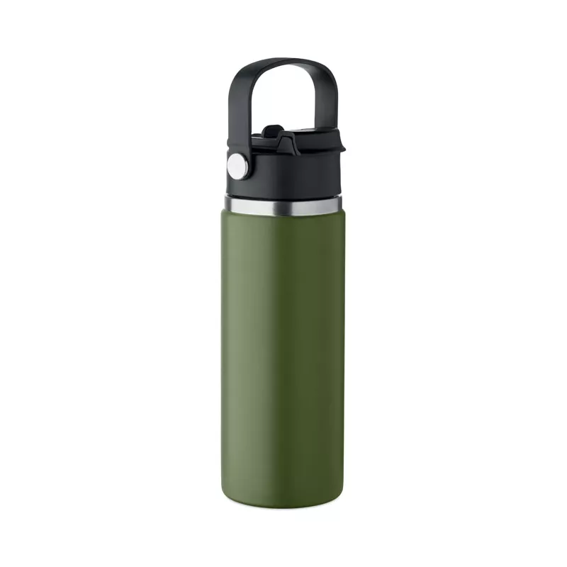Butelka termiczna ze słomką 500 ml SUMA GRIP - Ciemnozielony (MO2775-60)
