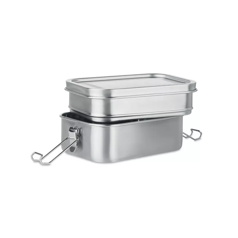 Pudełko na lunch stalowe 2 komory 1200 ml DOUBLE CHAN - Srebrny Mat (MO6212-16)
