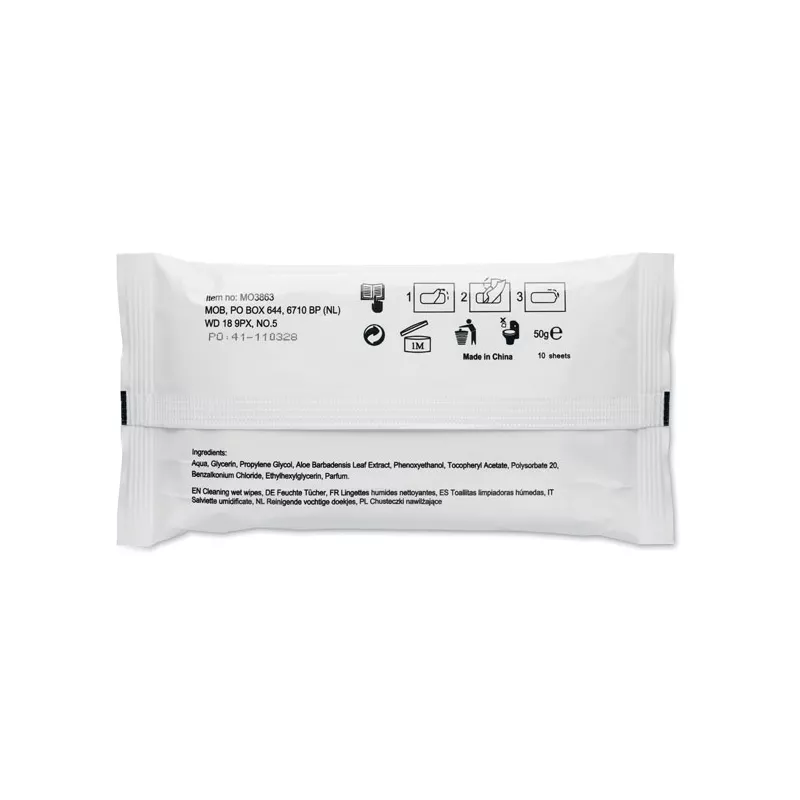 Chusteczki nawilżane w etui 10 szt. DELLEA - Bialy (MO3863-06)