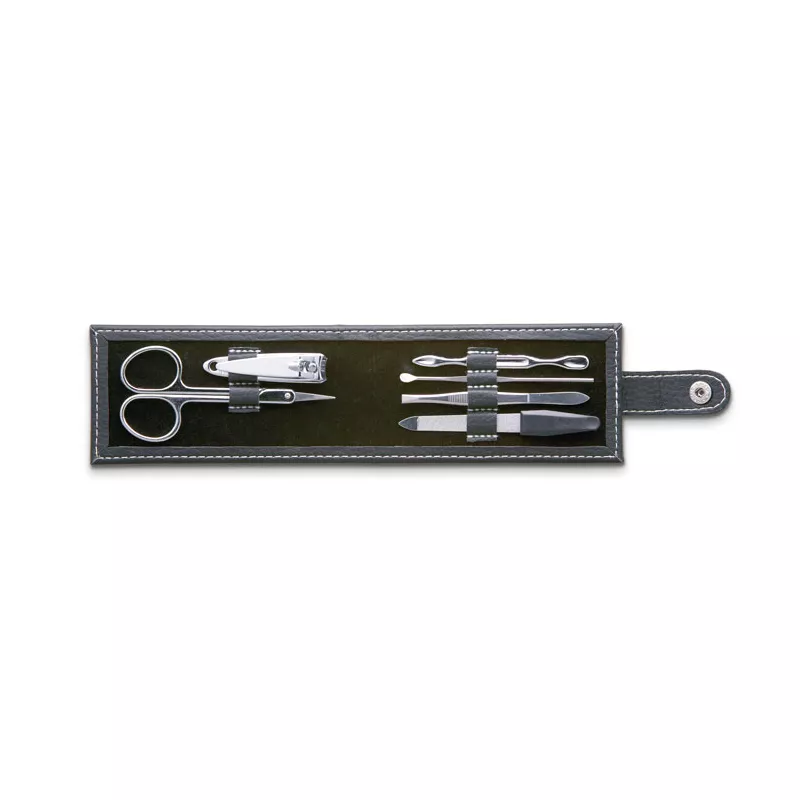 Zestaw do manicure 6 narzędzi w etui z PU NAILKIT - Czarny (IT3059-03)