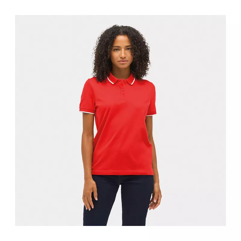 Koszulka polo unisex z prążkiem Sol's PALERMO - Jaskrawoczerwony / Biały (S04769-KA)