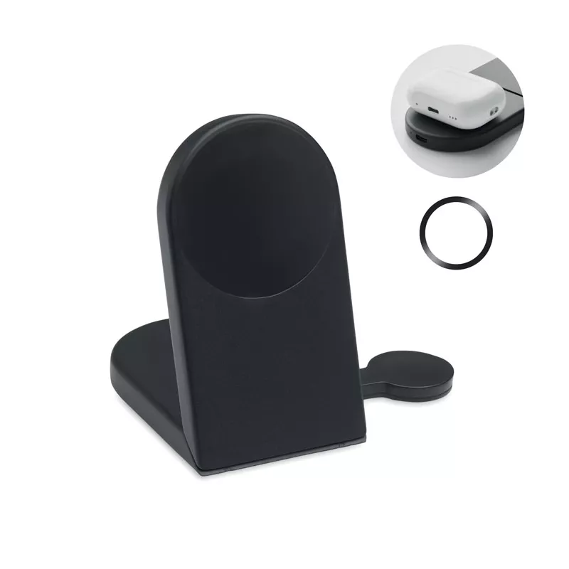 Ładowarka magnetyczna 3 w 1 składana 15W ELASTI - Czarny (MO3206-03)