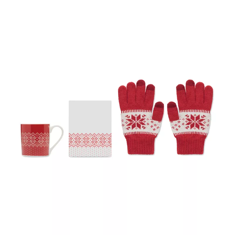 Zestaw prezentowy kubek 300 ml i rękawiczki COPITO SET - Czerwony (CX1557-05)