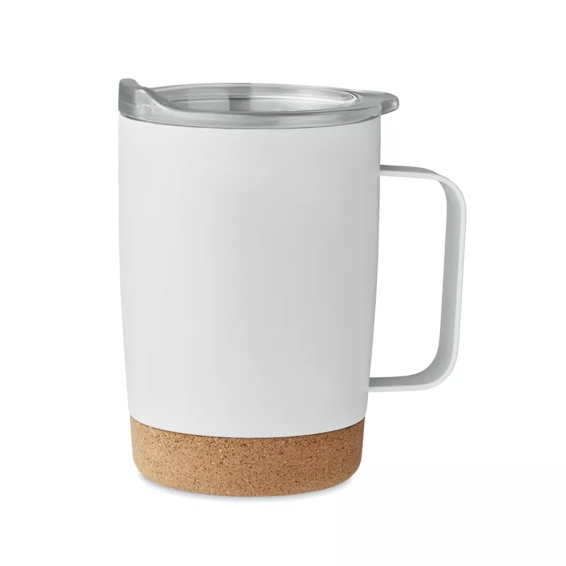 Kubek termiczny stalowy z korkową podstawą 300 ml RUBY - Bialy (MO6533-06)