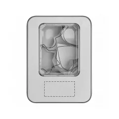 centered on the front below the window