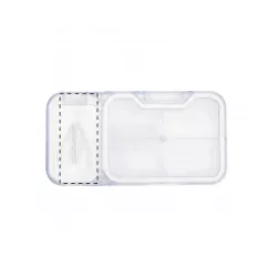 on the left side of the lid