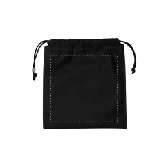 centered on the back of the bag
