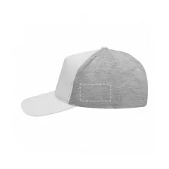 centered on the left side of the cap