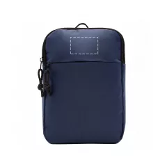 centered on the front above the zipper