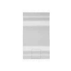 centered on the lower part of the towel
