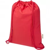 Czerwony - Oregon Blend torba ściągana sznurkiem z materiału materiału z recyklingu, 140 g/m², 5 l, posiadająca certyfikat GRS