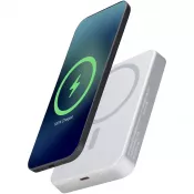 Srebrny - Powerbank Avis 10 000 mAh z recyklingowanego aluminium, z wbudowanym magnesem 