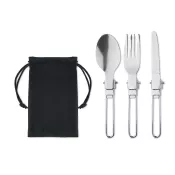 Sztućce kempingowe stalowe w etui RPET STAPI SET