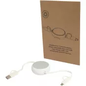 Srebrny - Alasia zwijany kabel do synchronizacji danych i szybkiego ładowania 5 w 1 45 W o długości 100 cm z tworzyw sztucznych i aluminium pochodzących z recyklingu