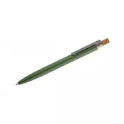 zielony butelkowy - Długopis z recyklingowanego aluminium z korkowym przyciskiem KORIN