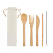 Sztućce bambusowe ze słomką w etui SETSTRAW