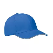 Czapka z daszkiem 6-panelowa 260 g/m² BUFFALO Bialy/Niebieski