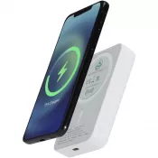 Biały - Acrab magnetyczny bezprzewodowy powerbank o pojemności 10 000 mAh i mocy 15 W z technologią 20 W PD — wykonany z tworzyw sztucznych pochodzących z recyklingu