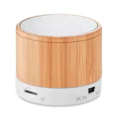 Głośnik w bambusowej obudowie 3W ROUND BAMBOO Bialy
