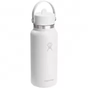 Czarny - Hydro Flask Wide Mouth 946 ml – termoizolowana butelka na wodę ze stali nierdzewnej, z nakrętką ze słomką