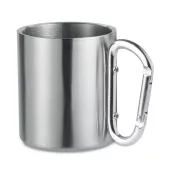 Kubek stalowy dwuścienny z karabinkiem 220 ml TRUMBO Srebrny Mat