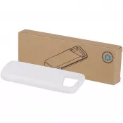 Biały - Alkes wodoodporny powerbank z karabińczykiem o pojemności 5000 mAh i mocy 12 W, wykonany z tworzyw sztucznych pochodzących z recyklingu