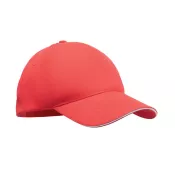 Czapka z daszkiem 5-panelowa z bawełny 180 g/m² SUNNY Bialy/Czerwony