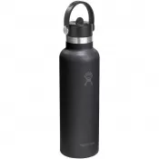 Czarny - Butelka na wodę Hydro Flask Standard Mouth, pojemność 621 ml, izolowana, ze stali nierdzewnej