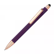 fioletowy - Długopis gumowany z touch penem