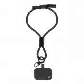 czarny - CuffCharge smycz na nadgarstek, uchwyt na telefon, kabel 60W RPET